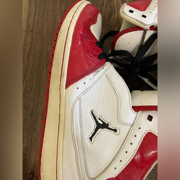 Jordan Red and White High-Top Sneakers - Picture 5 of 11